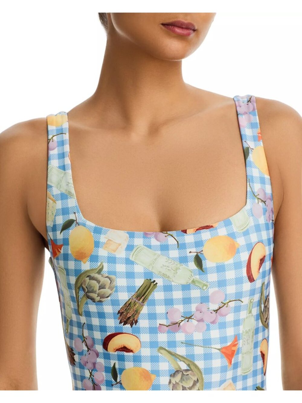 NWT AQUA x Lisa Says Gah Printed One Piece Swimsuit Blue/White Size Medium - Picture 3 of 11
